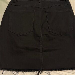 Express Black Denim Mini Skirt with Frayed Hem